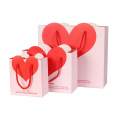 Custom colour printing commercial luxury Heart shape shopping gift paper bag